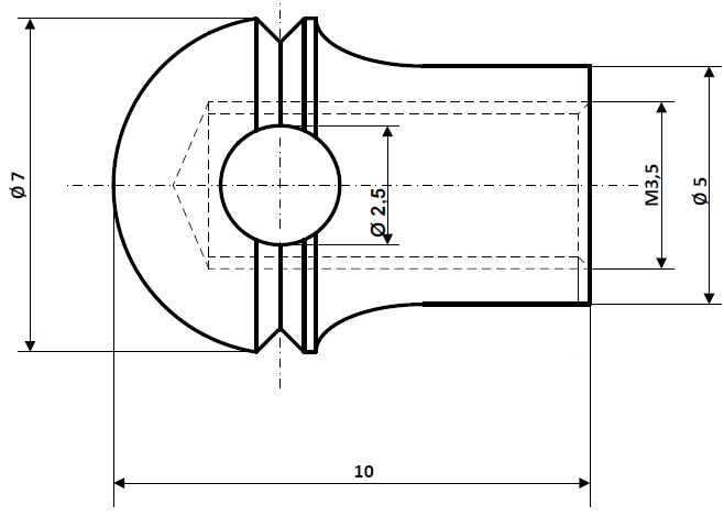 Fix Nippel FN 1070 Schraubnippel 7 x 10 Bohr- Ø 2,5 Messing