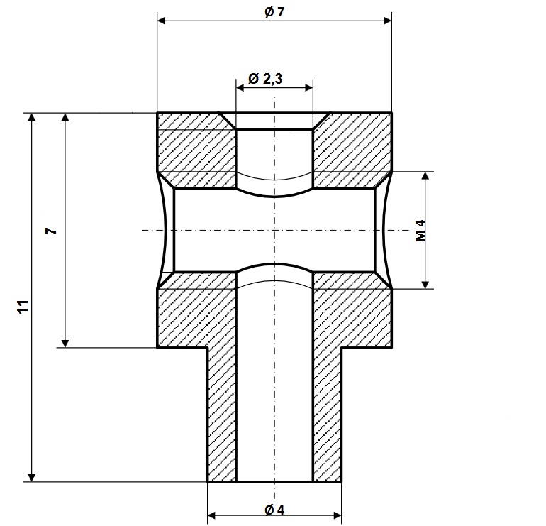Fix Nippel FN 1082 Schraubnippel 7 x 11 Bohr- Ø 2,3 Messing vernickelt