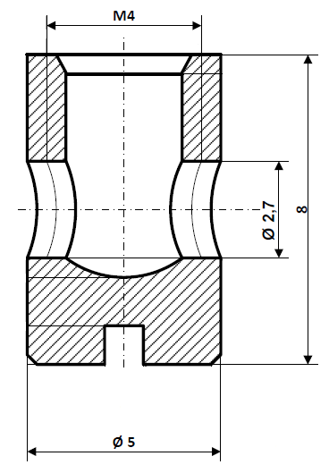Fix Nippel FN 1105 Schraubnippel mit Schlitz 5 x 8 Bohr- Ø 2,7 Messing vernickelt