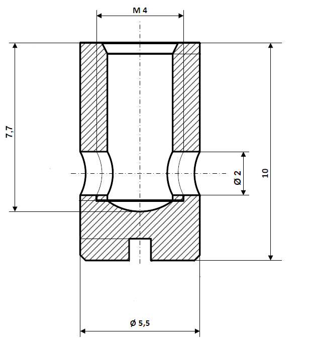 Fix Nippel FN 1120 Schraubnippel mit Schlitz 5,5 x 10 Bohr- Ø 2,0 Messing vernickelt