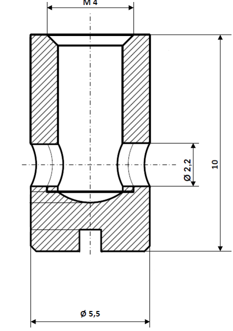 Fix Nippel FN 1125 Schraubnippel mit Schlitz 5,5 x 10 Bohr- Ø 2,2 Messing vernickelt