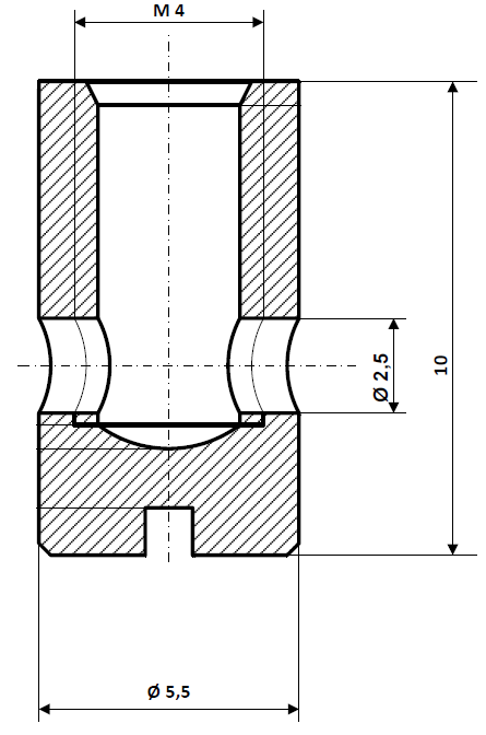 Fix Nippel FN 1127 Schraubnippel mit Schlitz 5,5 x 10 Bohr- Ø 2,5 Messing vernickelt