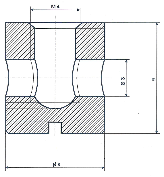 Fix Nippel FN 1155 Schraubnippel mit Schlitz 8 x 9 Bohr- Ø 3,0 Messing vernickelt