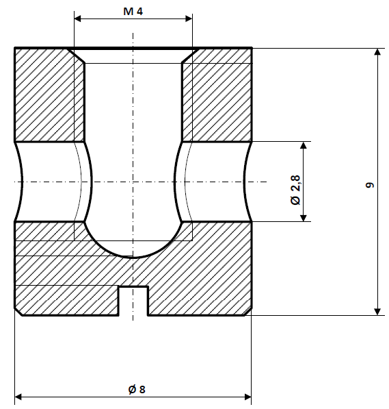 Fix Nippel FN 1158 Schraubnippel mit Schlitz 8 x 9 Bohr- Ø 2,8 Messing vernickelt