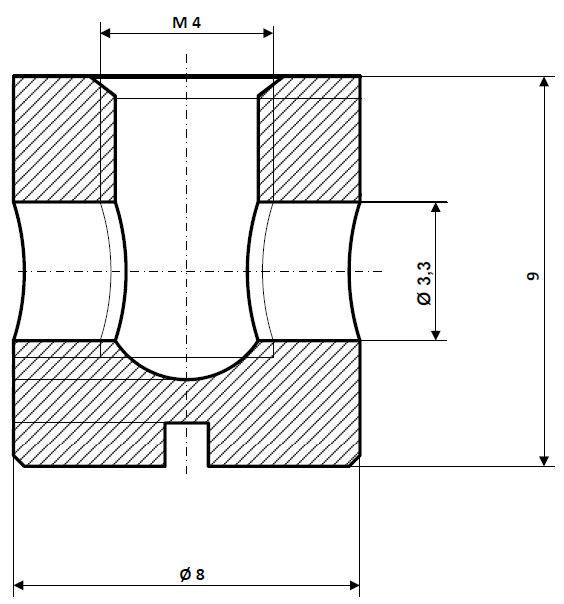 Fix Nippel FN 1160 Schraubnippel mit Schlitz 8 x 9 Bohr- Ø 3,3 Messing vernickelt