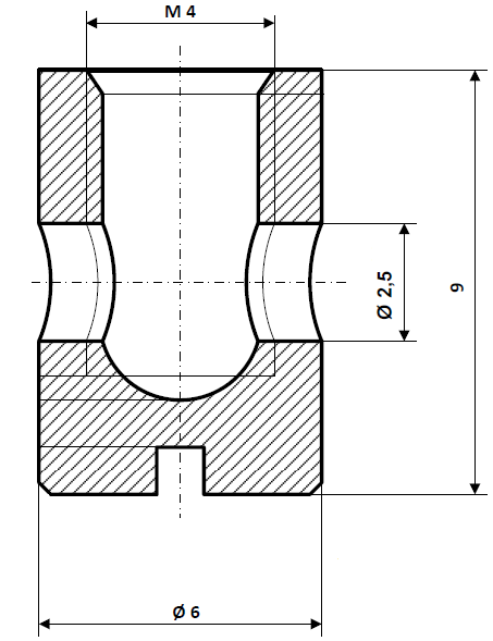 Fix Nippel FN 1180 Schraubnippel mit Schlitz 6 x 9 Bohr-.Ø 2,5 Messing vernickelt