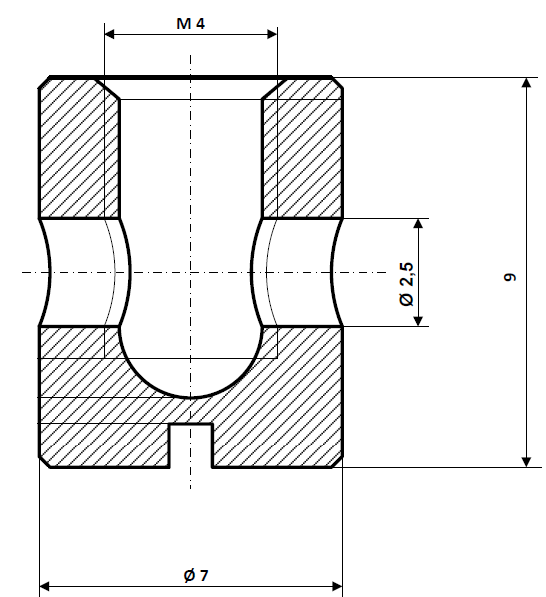 Fix Nippel FN 1202 Schraubnippel mit Schlitz 7 x 9 Bohr-.Ø 2,5 Messing vernickelt