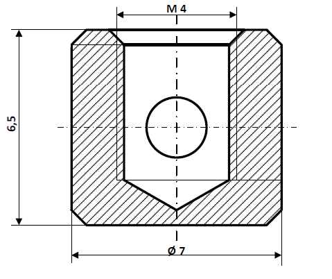 Fix Nippel FN 8069 Schraubnippel 7 x 6,5 Bohr- Ø 2,0 Messing vernickelt