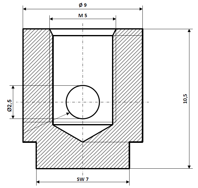 Fix Nippel FN 1240 Schraubnippel 9 x 10,5 Bohr-.Ø 2,5 Messing vernickelt
