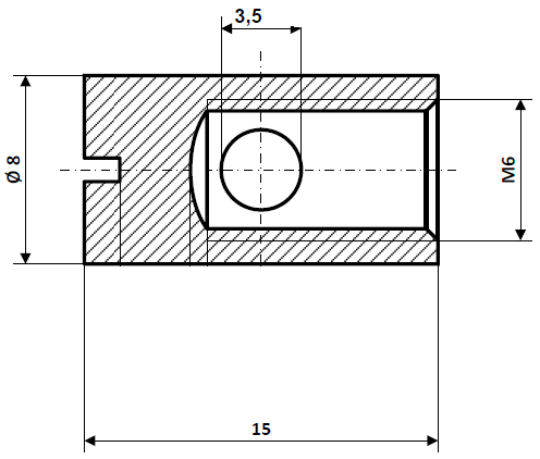 Fix Nippel FN 1260 Schraubnippel mit Schlitz 8 x 15 Bohr- Ø 3,5 Messing vernickelt