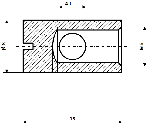 Fix Nippel FN 1265 Schraubnippel mit Schlitz 8 x 15 Bohr- Ø 4,0 Messing vernickelt