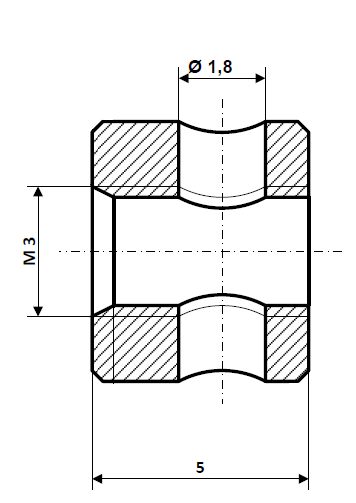 Fix Nippel FN 1310 Schraubnippel 6 x 5 Bohr- Ø 1,8 Messing vernickelt