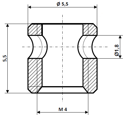 Fix Nippel FN 1330 Schraubnippel 5,5 x 5,5 Bohr- Ø 1,8 Messing vernickelt