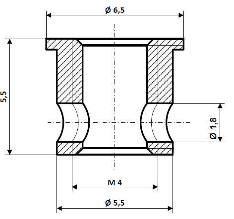 Fix Nippel FN 1340 Schraubnippel 6,5 x 5,5 Bohr-.Ø 1,8 Messing vernickelt