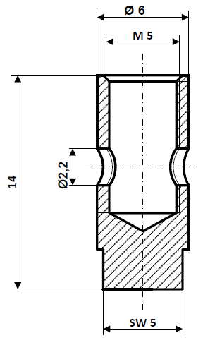 Fix Nippel FN 1360 Schraubnippel 6 x 14 Bohr-.Ø 2,2 Messing vernickelt