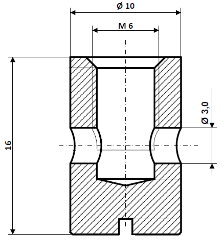 Fix Nippel FN 1380 Schraubnippel mit Schlitz 10 x 16 Bohr- Ø 3,0 Messing vernickelt