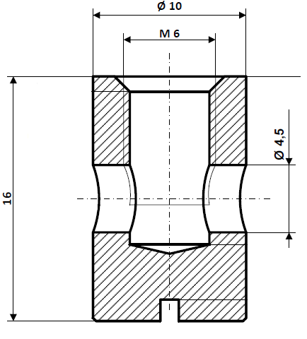 Fix Nippel FN 1390 Schraubnippel mit Schlitz 10 x 16 Bohr- Ø 4,5 Messing vernickelt