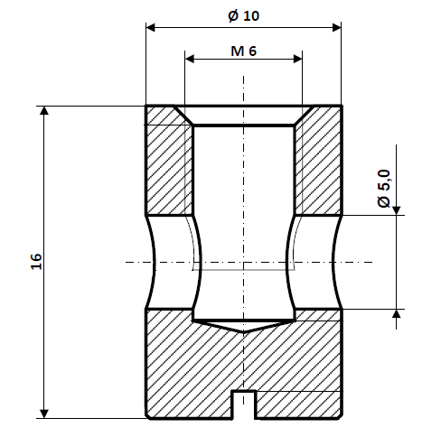 Fix Nippel FN 1395 Schraubnippel mit Schlitz 10 x 16 Bohr- Ø 5,0 Messing vernickelt