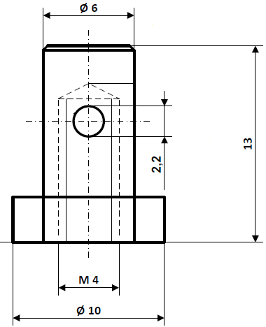 Fix Nippel FN 1450 Schraubnippel 10/6 x 13 Bohr- Ø 2,2 Messing vernickelt