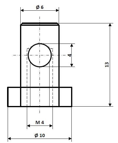 Fix Nippel FN 1455 Schraubnippel 10/6 x 13 Bohr- Ø 4,0 Messing vernickelt
