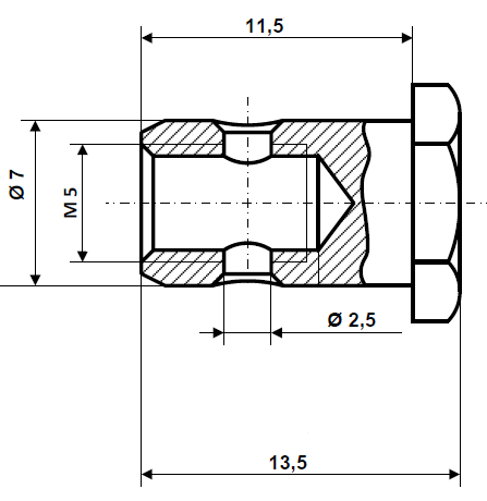 Fix Nippel FN 1495 Schraubnippel 7 x 13,5 Bohr- Ø 2,5 Messing vernickelt