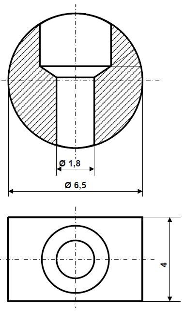 Fix Nippel FN 2525 Lötnippel 6,5 x 4 Bohr- Ø 1,8 Messing