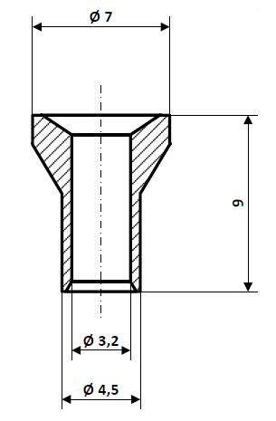 Fix Nippel FN 2555 Lötnippel 7 / 4,5 x 9 Bohr- Ø 3,2 Messing
