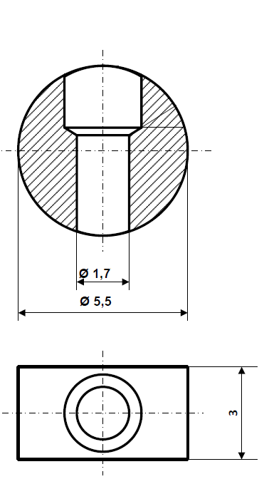 Fix Nippel FN 2575 Lötnippel 5,5 x 3 Bohr- Ø 1,7 Messing