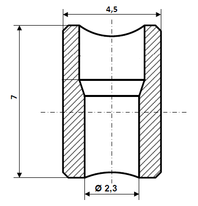 Fix Nippel FN 2590 Lötnippel 7 x 4,5 Bohr- Ø 2,3 Messing