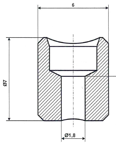 Fix Nippel FN 2595 Lötnippel 7 x 6 Bohr- Ø 1,8 Messing