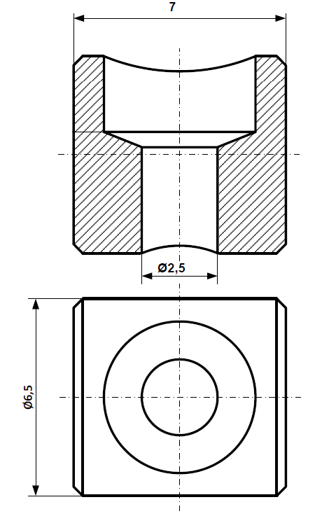 Fix Nippel FN 2605 Lötnippel 6,5 x 7 Bohr- Ø 2,5 Messing