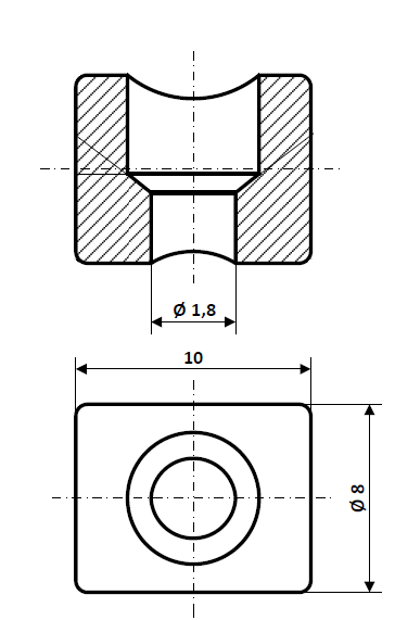 Fix Nippel FN 2630 Lötnippel 8 x 10 Bohr- Ø 1,8 Messing