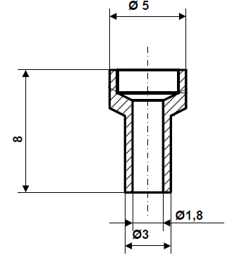 Fix Nippel FN 2780 Lötnippel 5 / 3 x 8 Bohr- Ø 1,8 Messing
