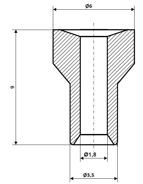 Fix Nippel FN 2830 Lötnippel 6 / 3,5 x 9 Bohr- Ø 1,8 Messing