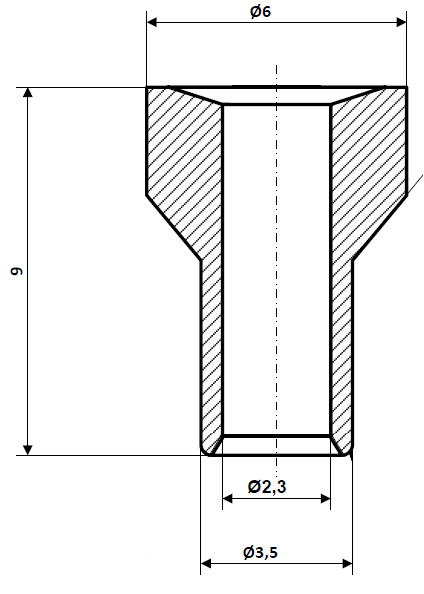 Fix Nippel FN 2835 Lötnippel 6 / 3,5 x 9 Bohr- Ø 2,3 Messing