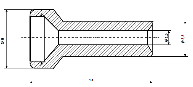 Fix Nippel FN 2840 Lötnippel 6 / 3,5 x 13 Bohr- Ø 1,5 Messing