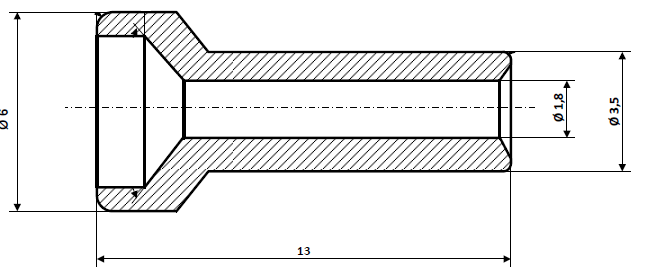Fix Nippel FN 2843 Lötnippel 6 / 3,5 x 13 Bohr- Ø 1,8 Messing