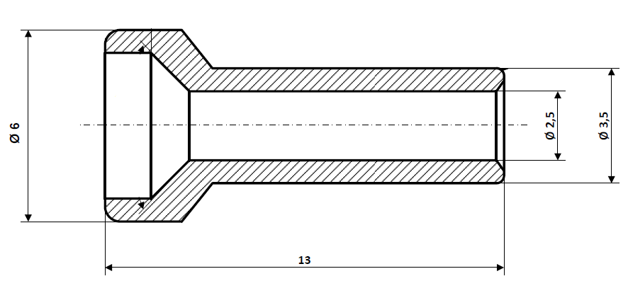 Fix Nippel FN 2850 Lötnippel 6 / 3,5 x 13 Bohr- Ø 2,5 Messing