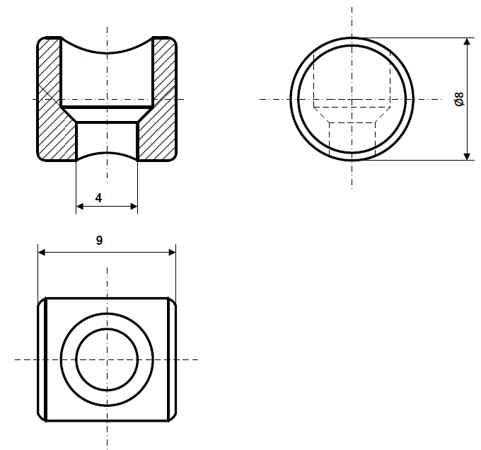 Fix Nippel FN 2920 Lötnippel 8 x 9 Bohr- Ø 4 Messing
