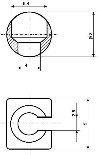 Fix Nippel FN 2925 Aufnahme 8 x 9 Bohr.-Ø 4 Messing
