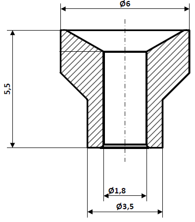 Fix Nippel FN 3000 Lötnippel 6 / 3,5 x 5,5 Bohr- Ø 1,8 Messing