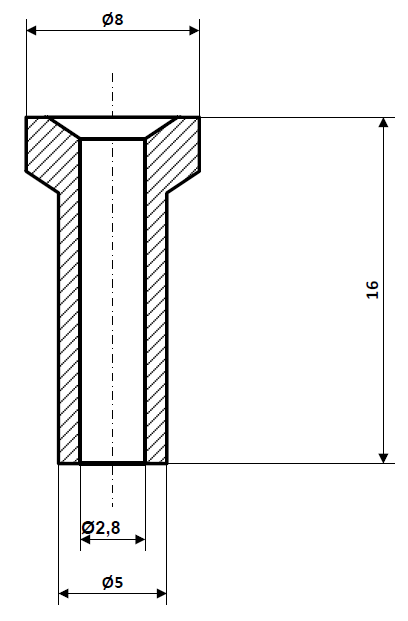 Fix Nippel FN 3025 Lötnippel 8 / 5 x 16 Bohr- Ø 2,8 Messing