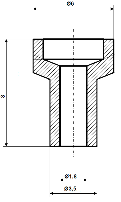 Fix Nippel FN 3070 Lötnippel 6 / 3,5 x 8 Bohr- Ø 1,8 Messing