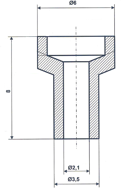 Fix Nippel FN 3073 Lötnippel 6 / 3,5 x 8 Bohr- Ø 2,1 Messing