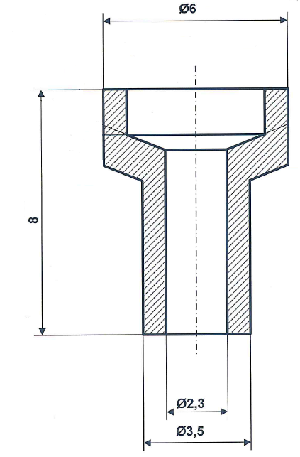 Fix Nippel FN 3075 Lötnippel 6 / 3,5 x 8 Bohr- Ø 2,3 Messing