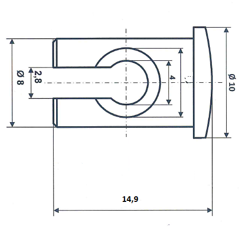 Fix Nippel FN 3100 Aufnahme 10 / 8 x 14,9 Bohr.-Ø 4 Messing vernickelt