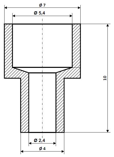 Fix Nippel FN 4000 Hülse 7 / 4 x 5,4 x 10 Messing vernickelt