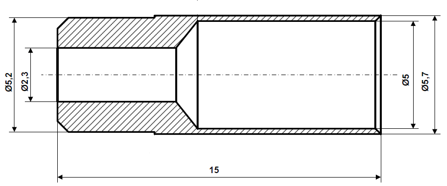 Fix Nippel FN 4015 Hülse 5,7 / 5,2 x 5,0 x 15 Messing vernickelt