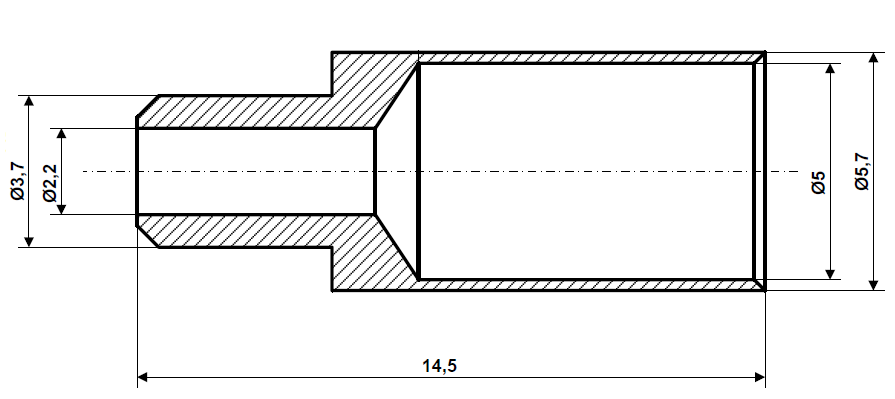 Fix Nippel FN 4016 Hülse 5,7 / 3,7 x 5 x 14,5 Messing vernickelt