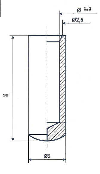 Fix Nippel FN 4047 Endhülse 3,0 x 10 / Loch.-Ø 1,3 Messing vernickelt